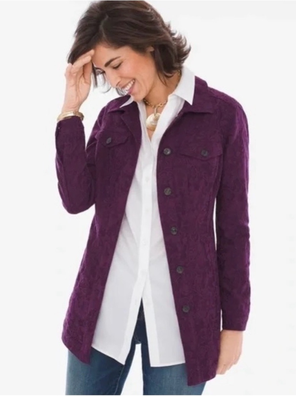 Chico’s | Elongated Jacquard Jacket